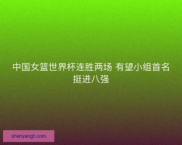 中国女篮世界杯连胜两场 有望小组首名挺进八强